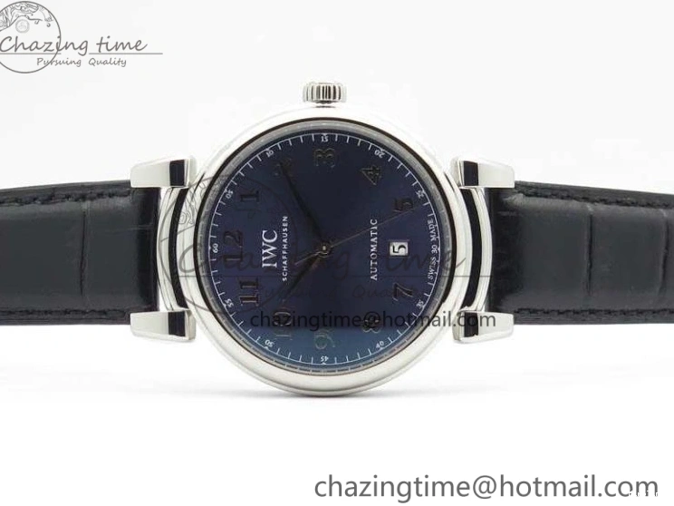 MIROTIME 0201 Da Vinci IW356601 SS TW 1:1 Best Edition Blue Dial On Black Leather Strap A Durable 7239